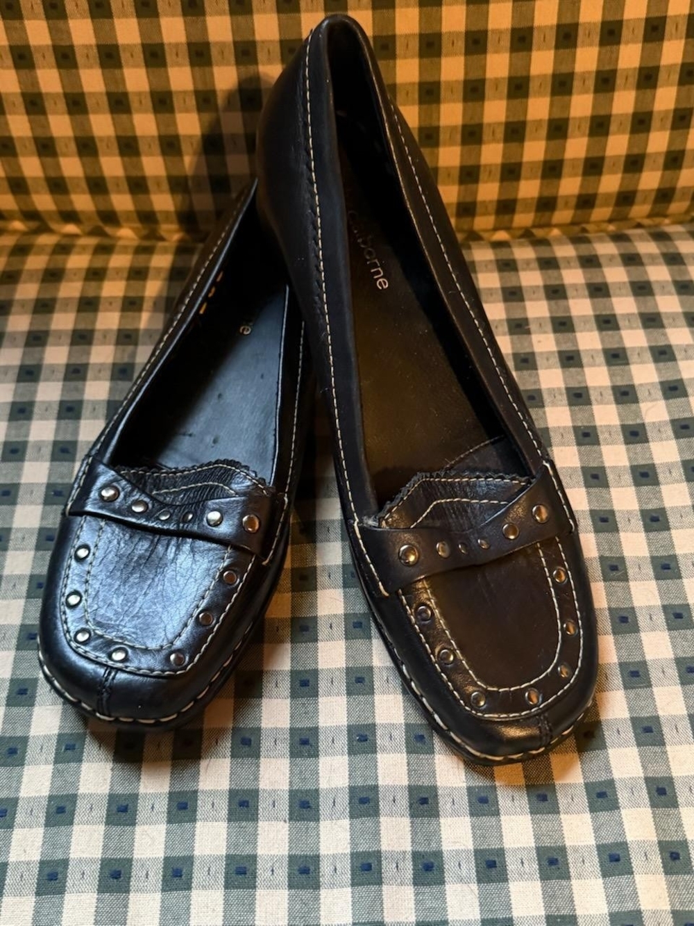 Liz Claiborne Black Stud-Trim Slip-On Loafers